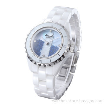 Fashionable cheap ceramic strap shell cameo luxury designer watches